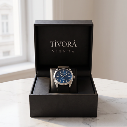 Marinex Argent Steel Deep Azure Dial Rubber – in the TÍVORÁ box