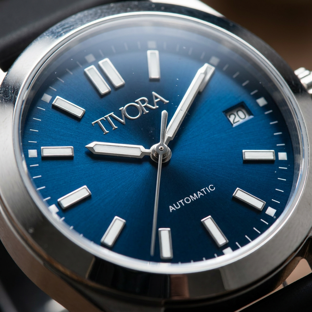 Marinex Argent Steel Deep Azure Dial Rubber – close-up