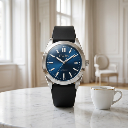 Marinex Argent Steel Deep Azure Dial Rubber – front view