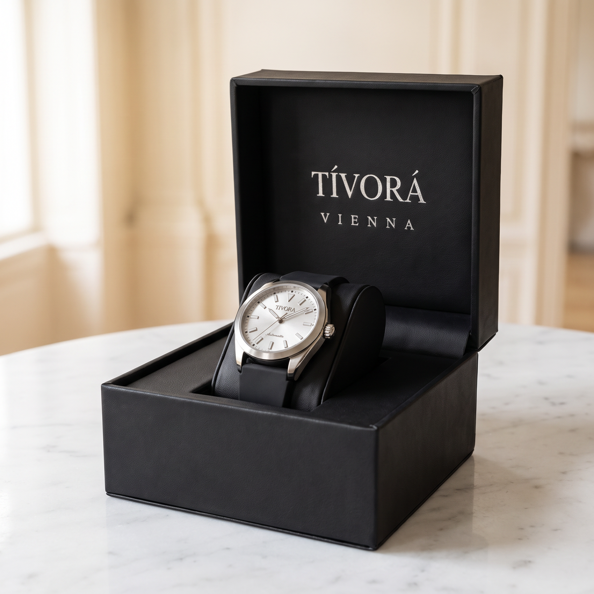 Marinex Argent Steel Frost Dial Rubber – in the TÍVORÁ box