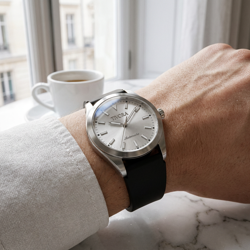 Marinex Argent Steel Frost Dial Rubber – on the wrist