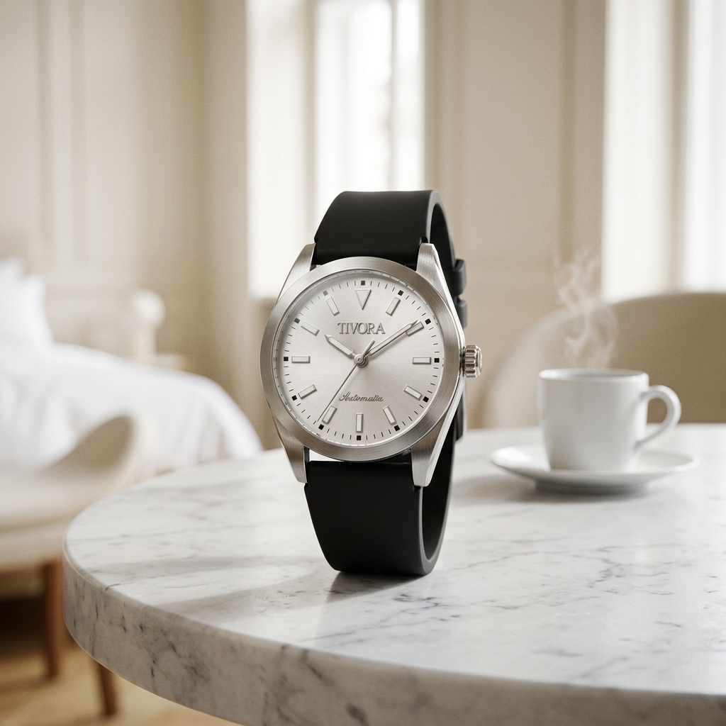 Marinex Argent Steel Frost Dial Rubber – front view