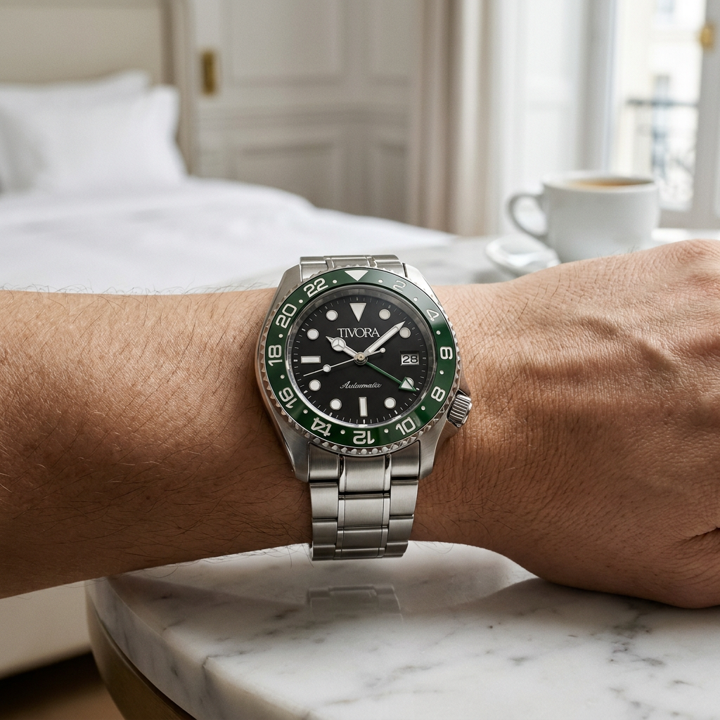 Meridian Argent Steel Emerald Dial – on the wrist