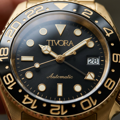 Meridian Aurelius Steel Onyx Dial – close-up