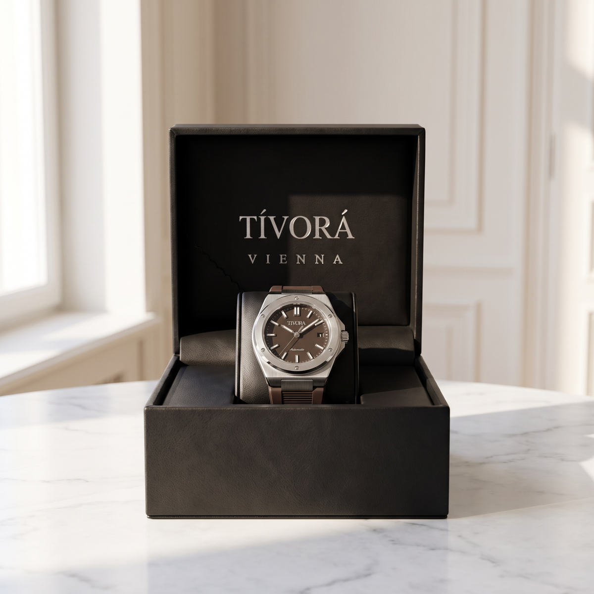 Vertex Argent Steel Grey Dial Rubber – in the TÍVORÁ box