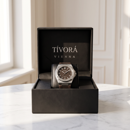 Vertex Argent Steel Grey Dial Rubber – in the TÍVORÁ box