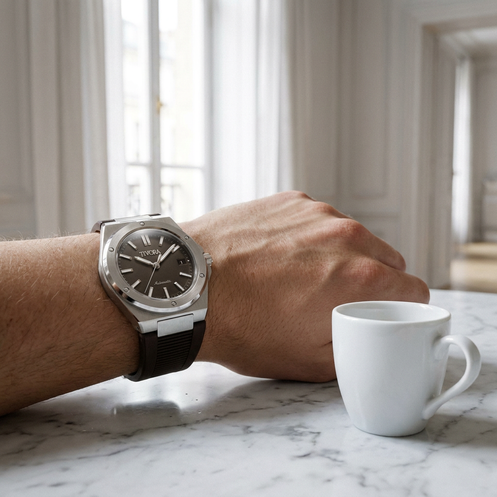 Vertex Argent Steel Grey Dial Rubber – on the wrist