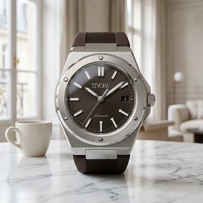 Vertex Argent Steel Grey Dial Rubber – front view