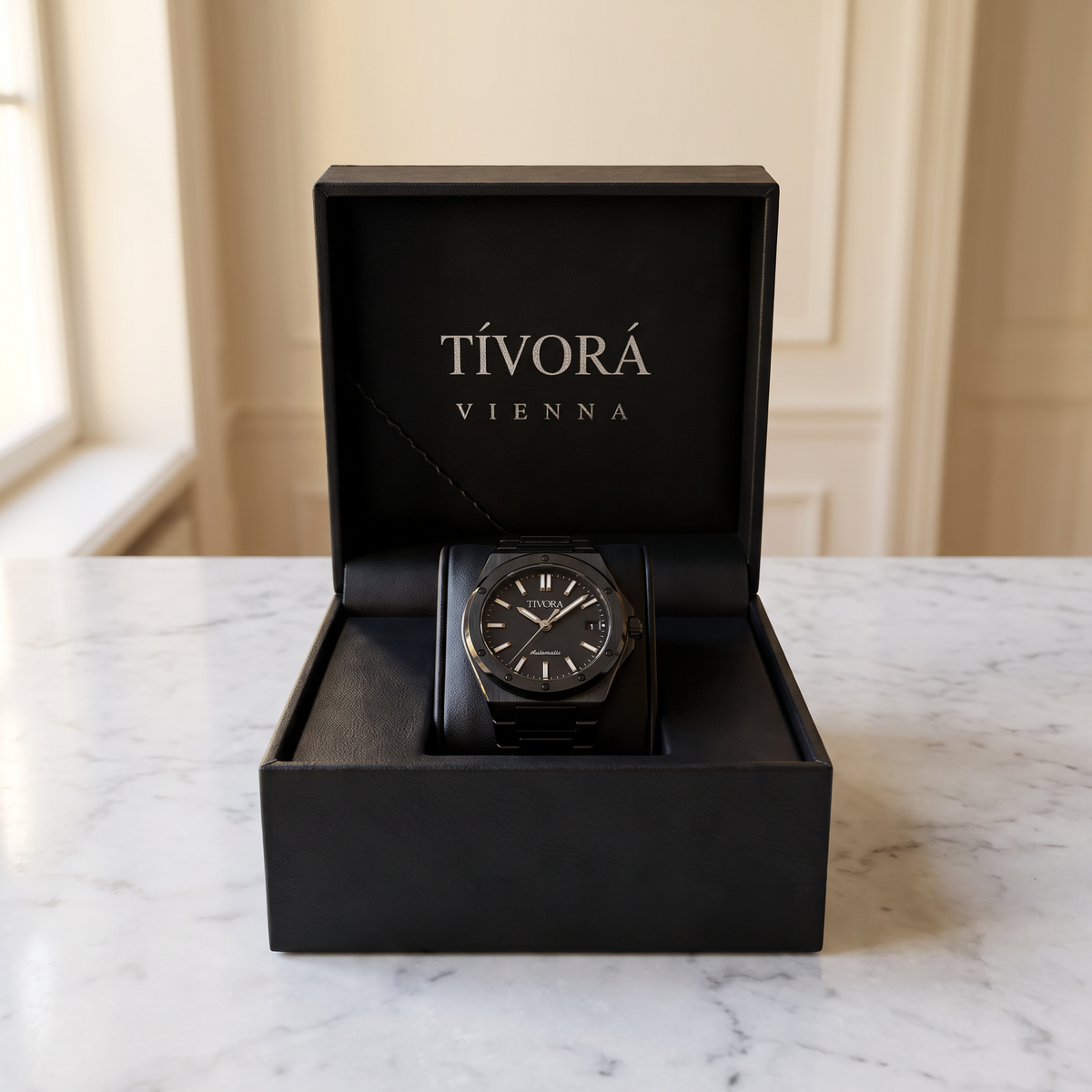 Vertex Argent Steel Onyx Dial – in the TÍVORÁ box