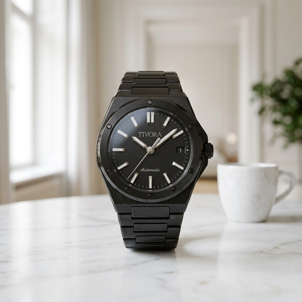 Vertex Argent Steel Onyx Dial – front view
