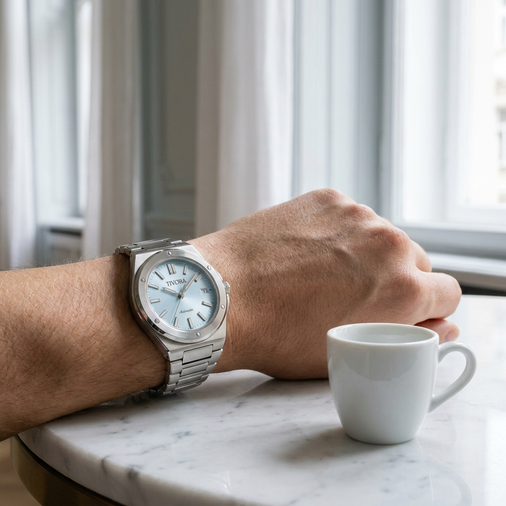 Vertex Argent Steel Sky Dial – on the wrist