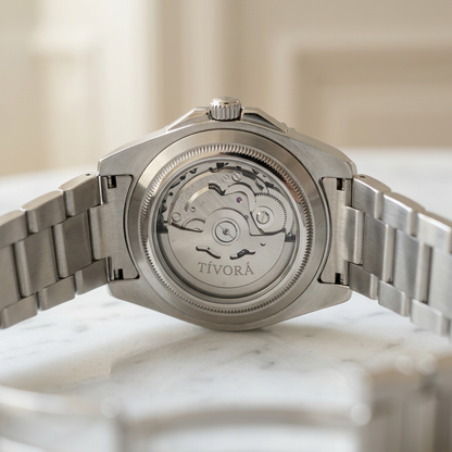 Vertex Argent Steel Sky Dial – case back with movement