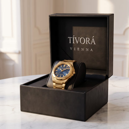 Vertex Aurelius Steel Azure Dial – in the TÍVORÁ box
