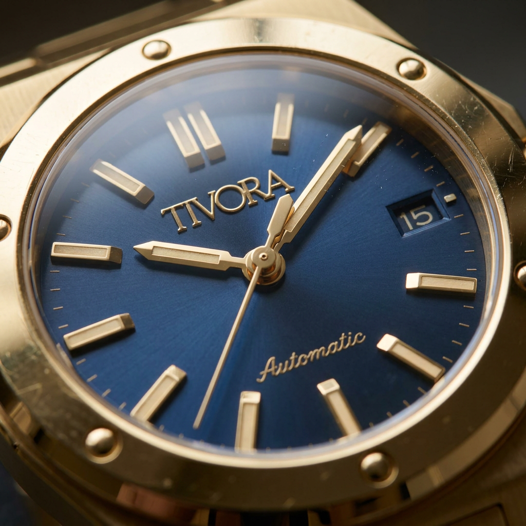 Vertex Aurelius Steel Azure Dial – close-up