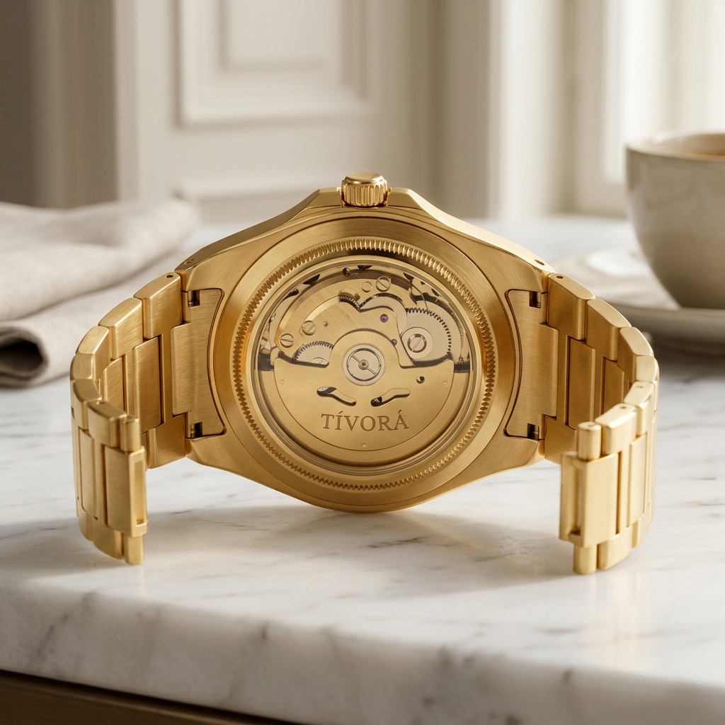 Vertex Aurelius Steel Frost Dial – case back with movement