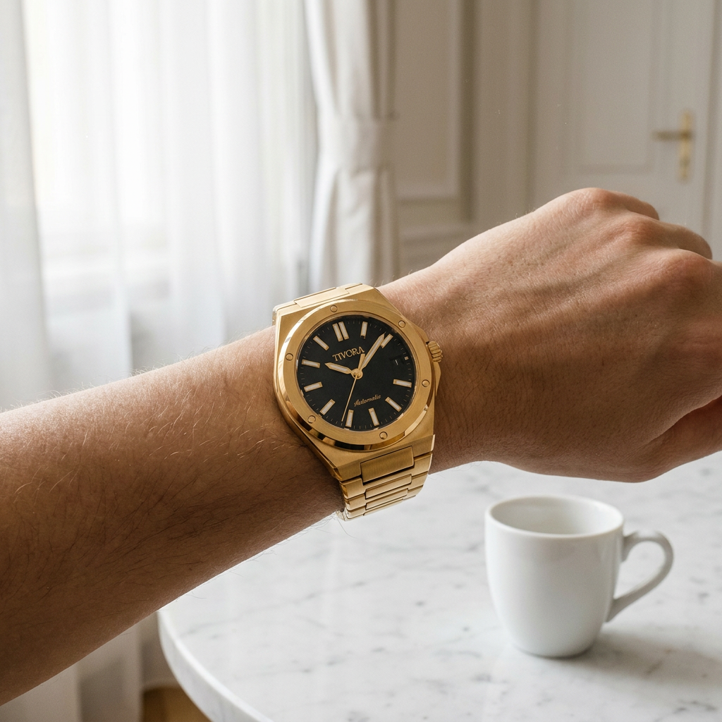 Vertex Aurelius Steel Onyx Dial – on the wrist