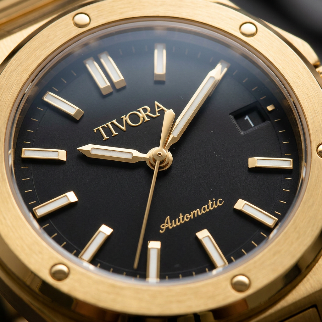 Vertex Aurelius Steel Onyx Dial – close-up