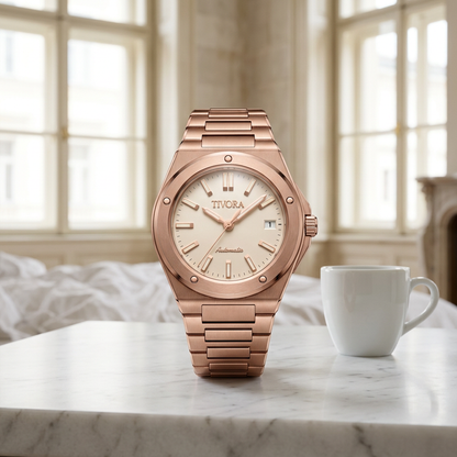 Vertex Rose Steel Champagne Dial – front view