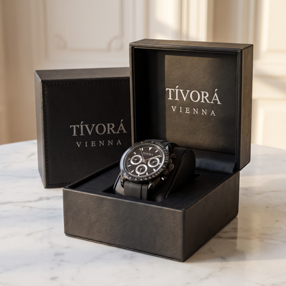 Veyron Argent Steel All Onyx Dial – in the TÍVORÁ box