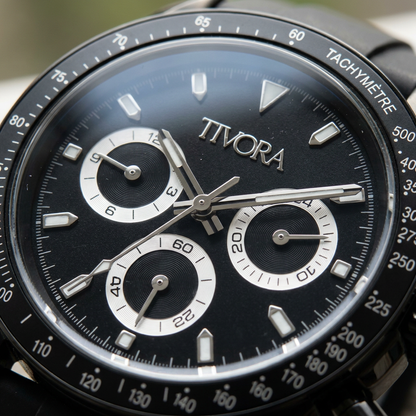 Veyron Argent Steel All Onyx Dial – close-up
