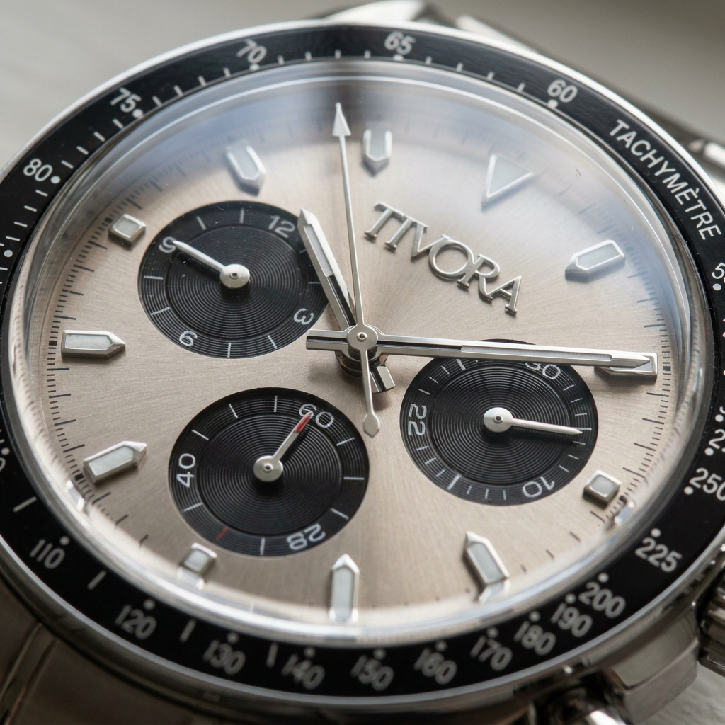 Veyron Argent Steel Champagne Dial – close-up