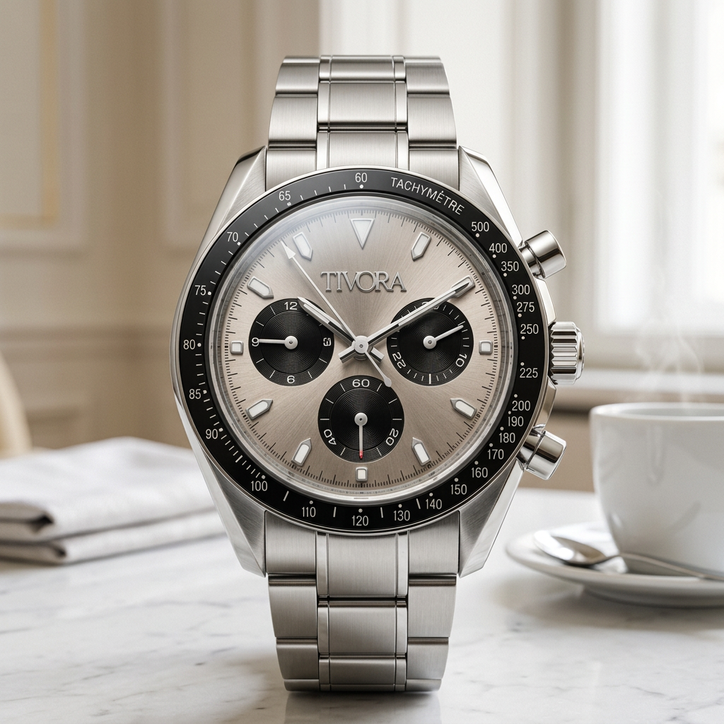 Veyron Argent Steel Champagne Dial – front view