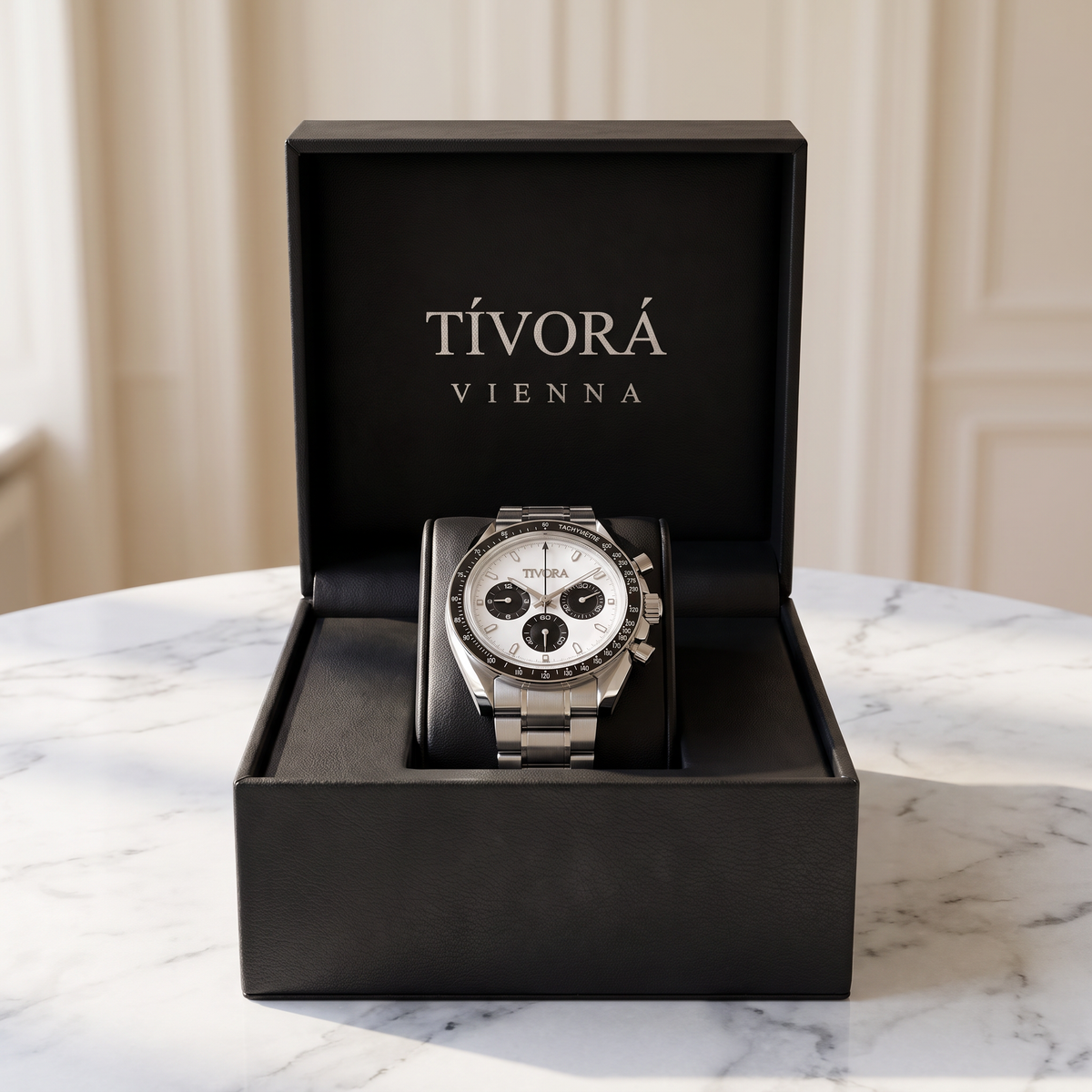 Veyron Argent Steel Frost Dial – in the TÍVORÁ box