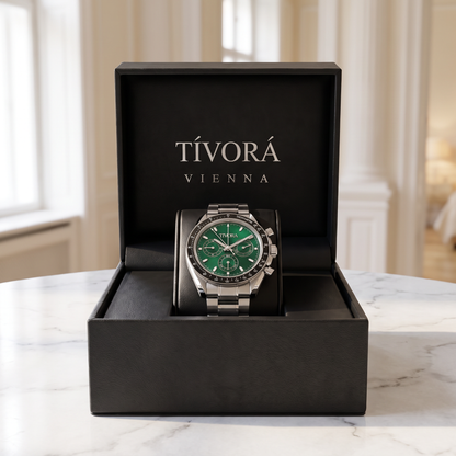 Veyron Argent Steel Irish Emerald Dial – in the TÍVORÁ box