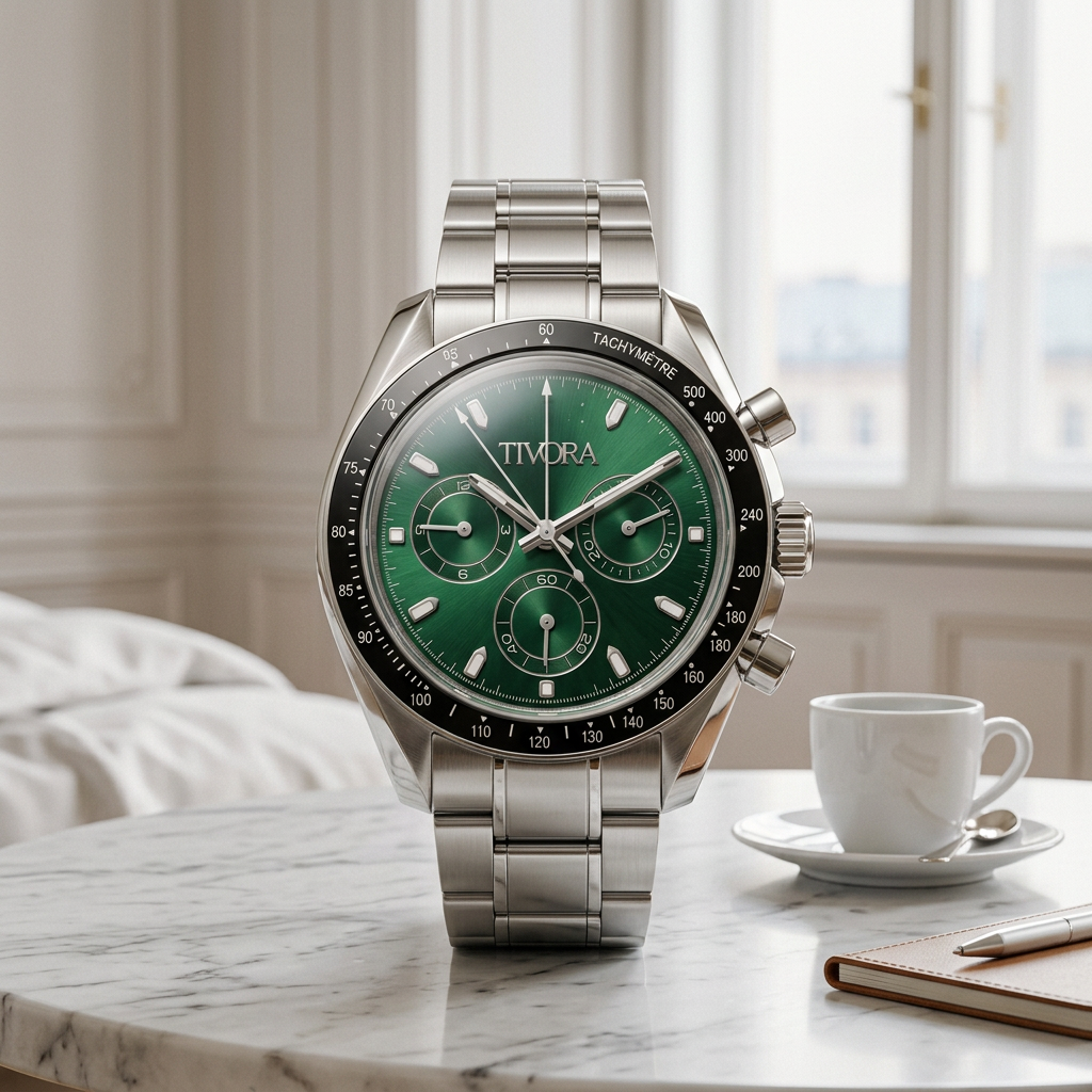 Veyron Argent Steel Irish Emerald Dial – front view