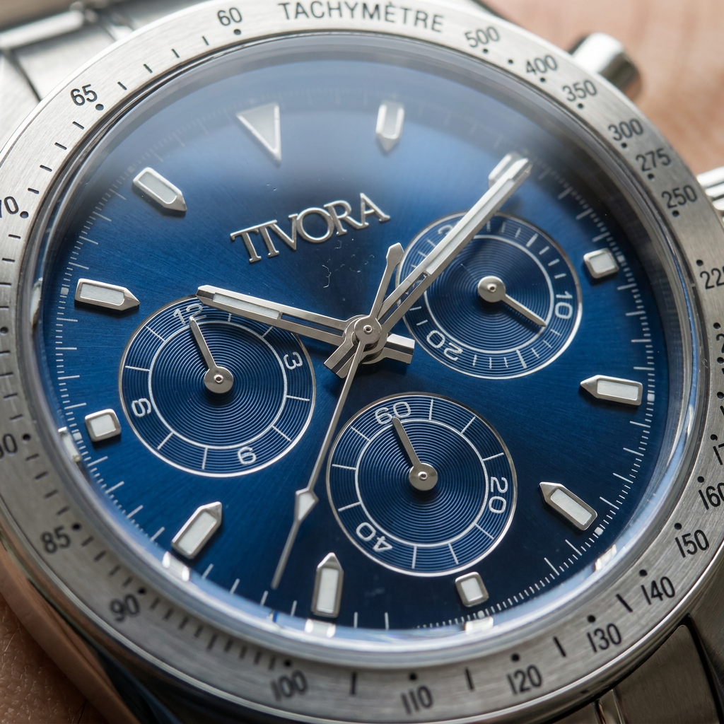 Veyron Argent Steel Ocean Dial – close-up