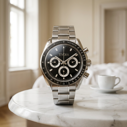 Veyron Argent Steel Onyx Dial – front view