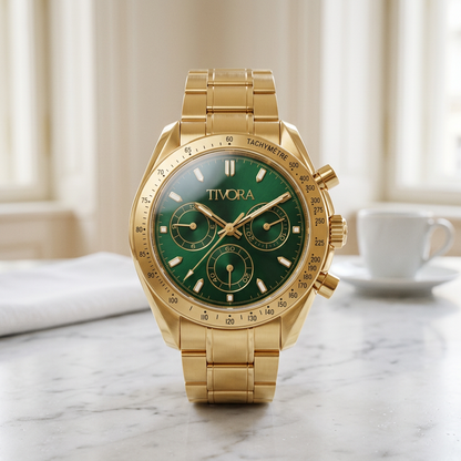 Veyron Aurelius Steel Emerald Dial – front view